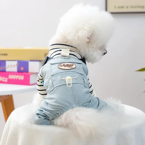 Miniatura 29 de Ropa de invierno para perros, camisas a cuadros para mascotas, elegante mono con babero para perros pequeños, lindos dibujos animados, monos