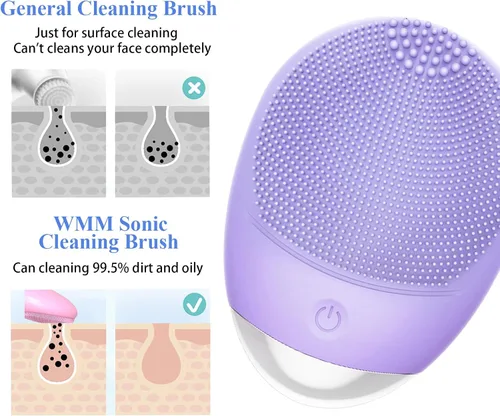 Miniatura 2 de Cepillo de limpieza facial, 3 en 1, limpiador facial eléctrico de silicona suave impermeable, recargable por USB, IPX7, resistente al agua, cepillo