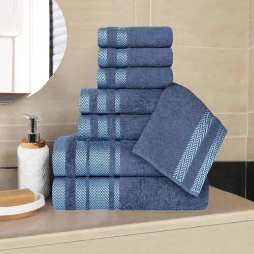 Miniatura 29 de Superior Juego de toallas de algodón de 9 piezas, toallas absorbentes suaves de felpa, artículos esenciales de baño, ducha, lujo, esponjosas