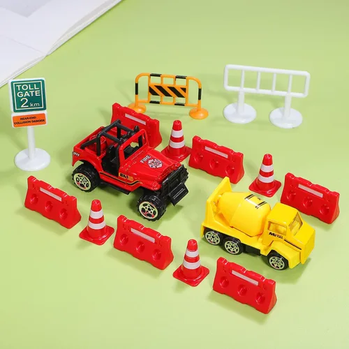 Miniatura 3 de Kisangel Juego de mini conos de tráfico con señales de tráfico y barreras de seguridad, 72 piezas de construcción educativa para niños, juego de rol