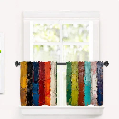 Miniatura 28 de Cortinas opacas de poliéster multicapa para cafetería, con diseño de diamantes, 2 unidades, 26 x 24 pulgadas