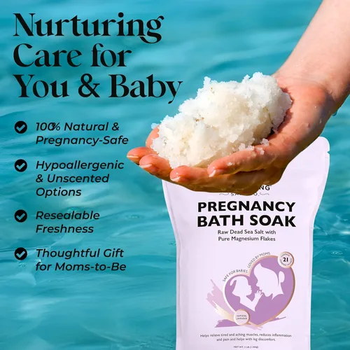 Miniatura 5 de Aromasong Baño de embarazo remojo de 3 libras – 100% escamas de magnesio puro con 21 minerales esenciales del mar muerto y lavanda natural, mejor