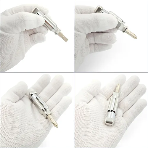Miniatura 4 de Destornillador de bolsillo con imán y clip (acero inoxidable) de doble extremo con Phillips, cabeza plana