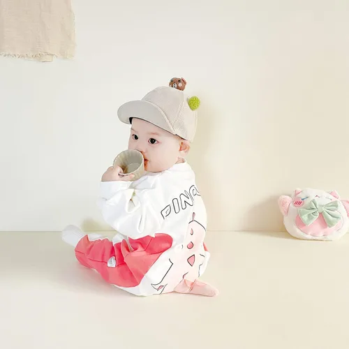 Miniatura 7 de TONWHAR Mameluco unisex de manga larga para bebé, overol de algodón de una pieza con estampado animal para niños y niñas