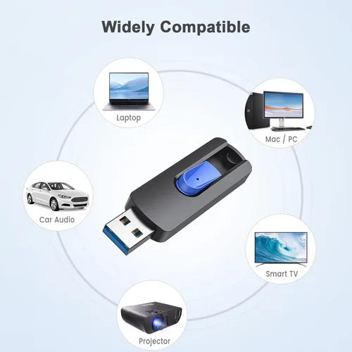 Miniatura 5 de JUANWE Paquete de 2 unidades flash USB de 128 GB, unidad flash USB 3.0 retráctil deslizante, memoria USB portátil con orificio para cordón, unidad 2