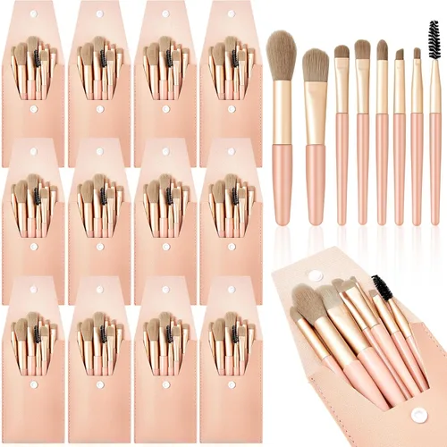 Miniatura 10 de Tioncy Juego de 12 brochas de maquillaje de viaje, bolsa de pinceles a granel, regalo de dama de honor, mini cepillo de fibra sintética para Negro