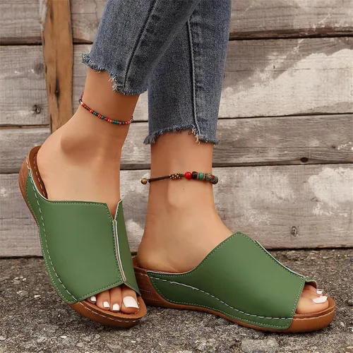Miniatura 3 de Sandalias ortopédicas para mujer, plataforma elegante, sandalias ortopédicas con soporte de arco para pies planos, cómodos para caminar 2026 Verde