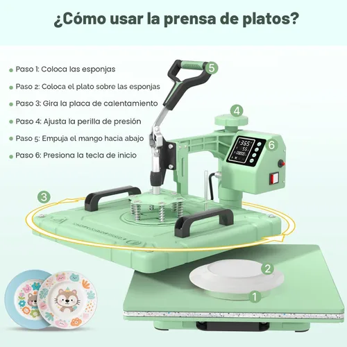 Miniatura 9 de Slendor - Prensa de calor de 15 x 15 pulgadas, 5 en 1, máquina de prensa de calor con giro de 360 grados, digital, para camisetas, prensa