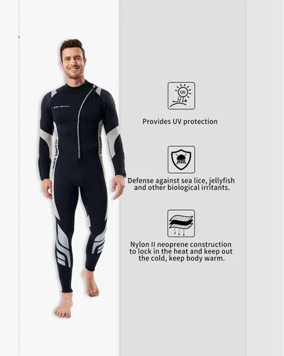 Miniatura 4 de Seaskin Trajes de neopreno para hombres y mujeres de 3 mm con cremallera frontal, traje de neopreno completo