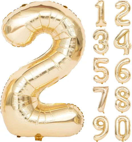 Miniatura 142 de Globos de helio de 40 pulgadas con dígitos dorados para fiesta de cumpleaños., Número 0, 40 pulgadas, número 0 oro 7