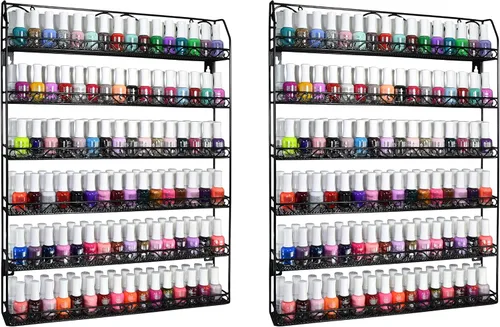 Miniatura 11 de AMT - Estantes metálicos para esmalte de uñas para pared, exhibición de esmalte de uñas transparente, organizador de aceites esenciales Young