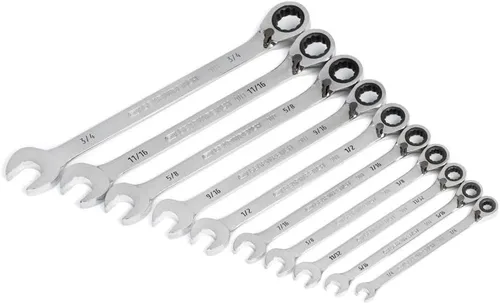 Miniatura 4 de GEARWRENCH Juego de llaves de trinquete reversibles SAE de 10 piezas de 90 dientes y 12 puntos 86658