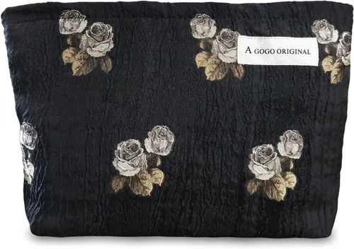 Miniatura 28 de STARDW Bolsa de maquillaje estética floral para mujeres y niñas, bolsa de aseo de viaje con cremallera de gran capacidad, bolsa organizadora