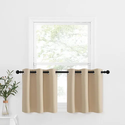 Miniatura 225 de NICETOWN Cortinas opacas de cocina para ventana sobre el fregadero, aislamiento térmico, decoración del hogar, pequeños niveles opacos con ojales