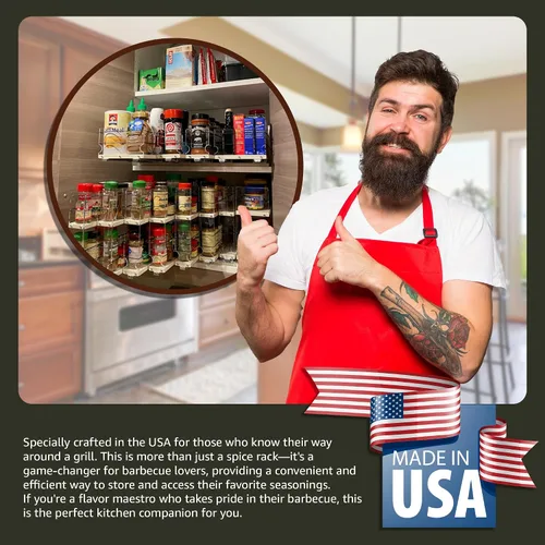Miniatura 5 de Vertical Spice - Organizador de especias deslizante grande extraíble - 2 cajones individuales de 1 nivel - Soporte de condimentos con ruedas de alta