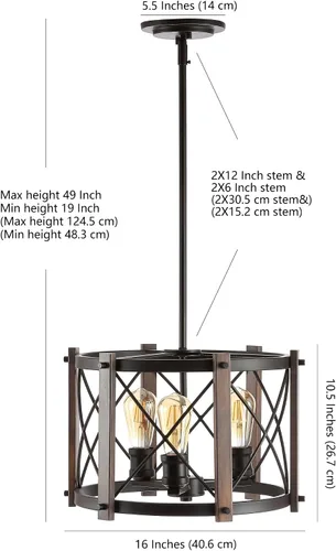 Miniatura 2 de JONATHAN Y Lámpara colgante de 16 pulgadas de bronce aceitado con 3 luces, lámpara LED regulable industrial para cocina, pantalla de cesta de metal
