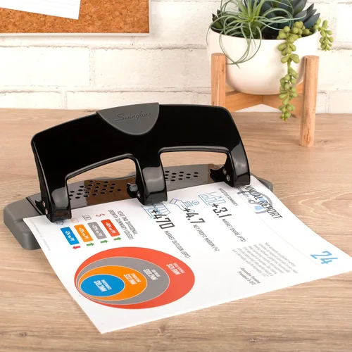 Miniatura 2 de Swingline Perforadora de 3 agujeros, capacidad para 20 hojas, perforadora de 3 anillos, perforadora de papel, SmartTouch de bajo esfuerzo, negro