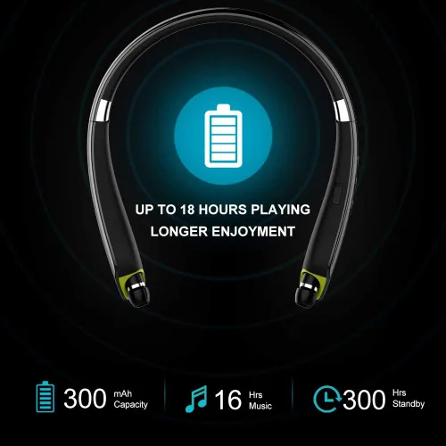 Miniatura 9 de BEARTWO Auriculares Bluetooth, auriculares con banda para el cuello plegables y inalámbricos mejorados con auriculares retráctiles, auriculares