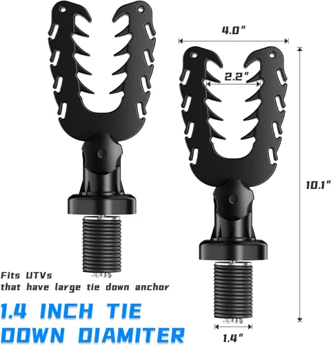 Miniatura 6 de KEMIMOTO Soporte para herramientas UTV, anclaje de amarre compatible con Polaris Ranger General, soporte para herramientas con amortiguadores