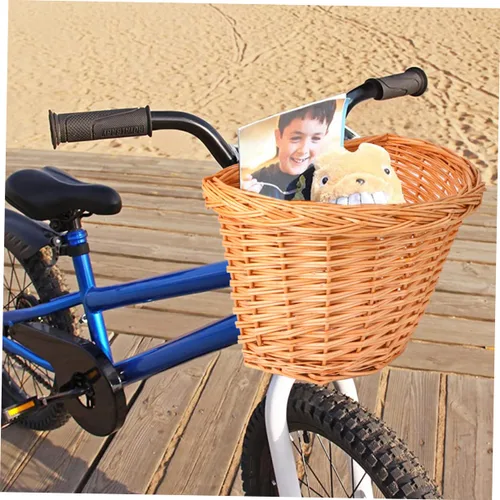 Miniatura 3 de INOOMP Small Bike Basket Detachable Handmade Front Handlebar Storage for Boy Girl Natural Willow Material for Outdoor Cycling and Daily Use