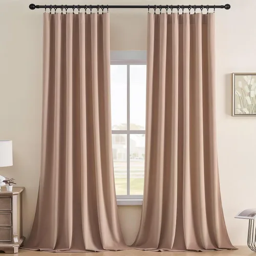 Miniatura 15 de Joydeco Cortinas de terciopelo negro de 63 pulgadas de largo, 2 paneles, cortinas opacas de lujo con bolsillo para barra, cortinas de ventana