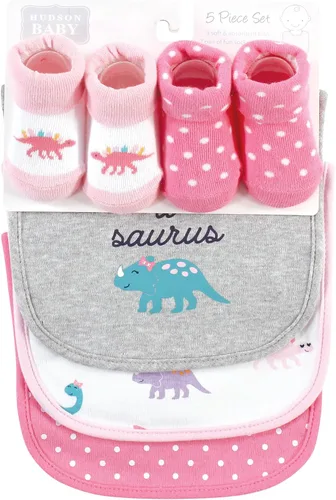 Miniatura 123 de Hudson Baby Conjunto de babero y calcetines unisex de algodón para bebé