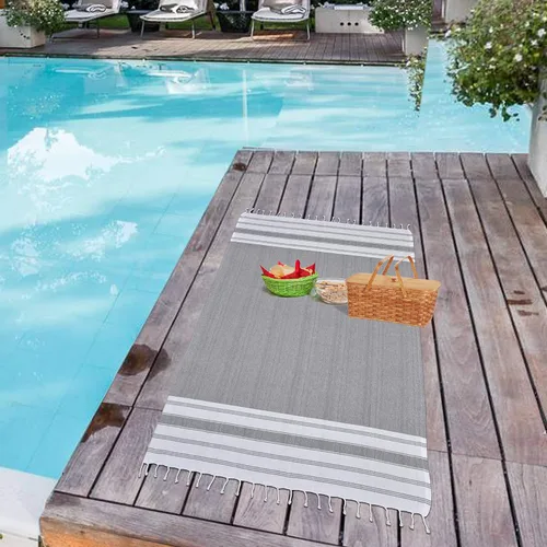 Miniatura 5 de Glamburg Toallas turcas de algodón estilo peshtemal, toallas de playa extra grandes de 36x71, juego de 4, toallas de playa de algodón para adultos