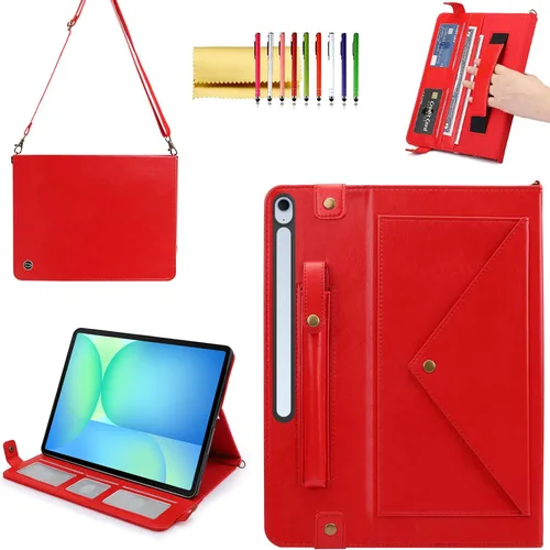 Miniatura 29 de Bolso Funda para Samsung Galaxy Tab S10 FE/S9 FE 10.9"/S9/S8/S7 11", Techcircle Folio con Soporte Cruzado, Billetera con Ranura para Lápiz S Pen