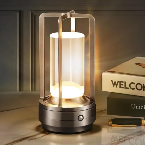 Idong Lámpara de mesa portátil inalámbrica, lámpara de escritorio LED con control táctil, atenuación infinita de 3 colores, recargable, funciona con