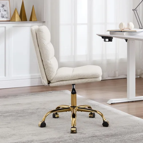 Miniatura 9 de Silla de oficina en casa sin brazos de tela, moderna silla de escritorio ergonómica con respaldo alto con ruedas, silla giratoria de altura