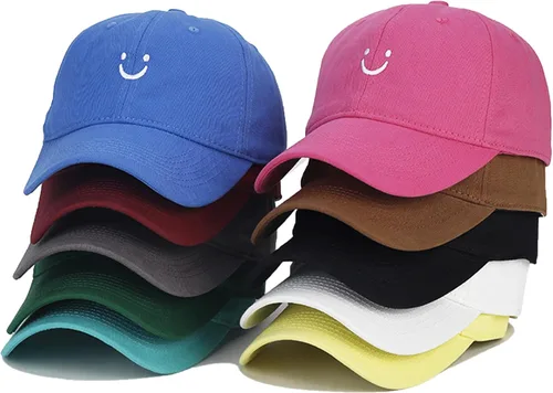 Miniatura 16 de Umeepar Gorra de béisbol con cara sonriente para mujeres y hombres, ajustable, de perfil bajo, de algodón, sin estructura, para papá
