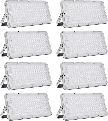 Miniatura 26 de papasbox Luz de inundación LED de 100 W para exteriores, luces de seguridad para exteriores de 8000 lúmenes, luces LED blancas cálidas de 3000 K