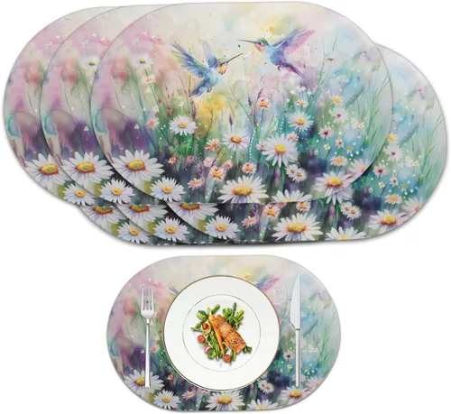 Miniatura 27 de Pumpkin Placemats Oval Placemats Set of 2 Black Cat Table Mats for Dining Tables Washable Heat Resistant Place Mats for Holiday Party Use 12X18 Inch