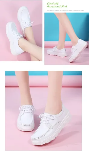 Miniatura 4 de Zapatos de enfermería ligeros y antideslizantes para mujer, cómodos zapatos de trabajo con cordones, zapatos de trabajo de enfermería, cuidado