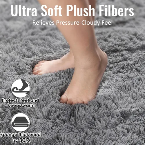 Miniatura 6 de PAGISOFE Alfombras grises lavables para sala de estar, dormitorio, alfombra de 5 x 8 pies, alfombra de felpa suave y esponjosa para dormitorio, 2