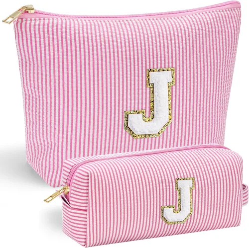 Miniatura 107 de YOOLIFE Regalos del Día de la Madre para mujeres, bolsa de maquillaje con inicial, bolsa de cosméticos, bolsa de maquillaje de viaje, regalos Rosado