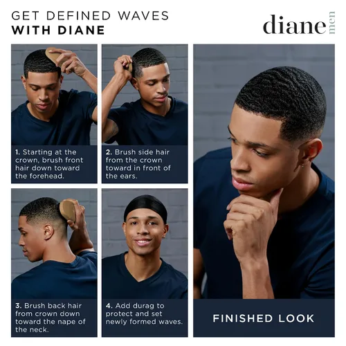 Miniatura 4 de Diane Cepillo de cerdas de jabalí reforzadas para hombres y peluqueros, cerdas duras para cabello grueso a grueso, uso para desenredar, alisar