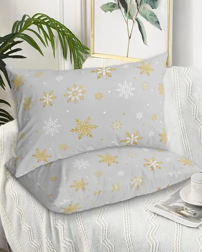 Miniatura 2 de Fundas de almohada de invierno con copos de nieve de tamaño estándar, 2 paquetes de fundas de almohada suaves para cama, fundas de almohada lumbar