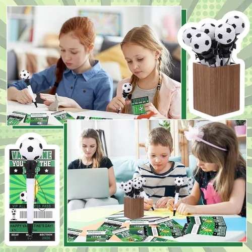 Miniatura 5 de Sayglossy Juego de 28 tarjetas deportivas para el día de San Valentín con bolígrafo – Bolígrafos de fútbol 2026, tarjetas deportivas para el día