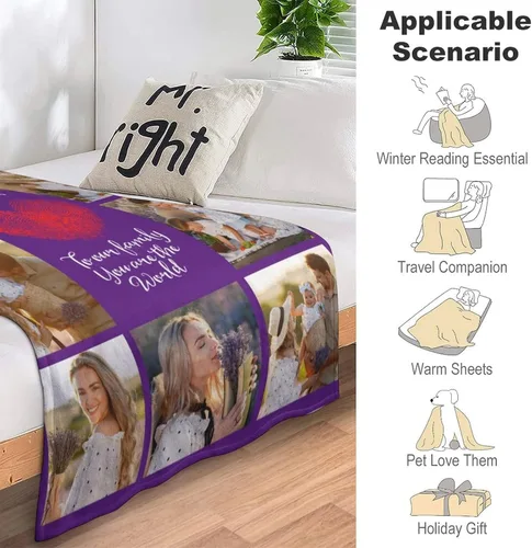 Miniatura 4 de Manta personalizada para el Día del Padre, regalo de hija, hijo, esposa, manta con imagen personalizada para papá, manta con imagen personalizada