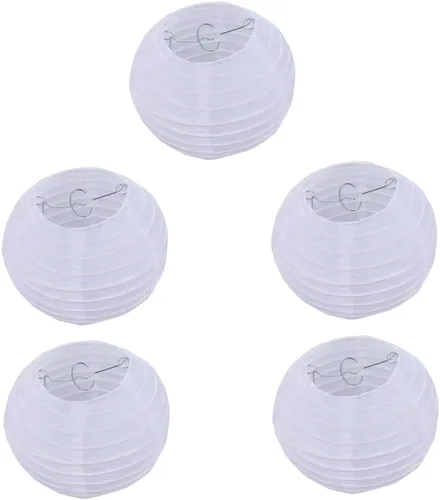 Miniatura 2 de KEMANI Faroles decorativos de papel blanco de 10 pulgadas, colgantes redondos, suministros de fiesta para cumpleaños, bodas, Navidad, novias