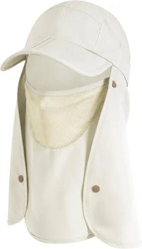 Miniatura 7 de SUN CUBE Sombrero de sol de pesca con solapa para el cuello y cubierta facial, UPF50+ gorra de protección UV de ala ancha para hombres y mujeres