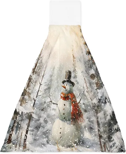 Miniatura 13 de Toallas de cocina de Navidad, muñeco de nieve, bosque de invierno, con lazo, para colgar en la nieve, toallas de cocina para colgar en la nieve