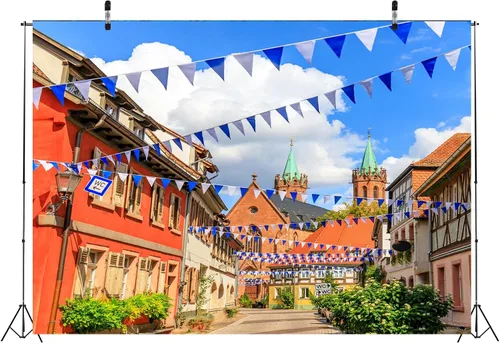 Miniatura 4 de BELECO Telón de fondo de tela de 5 x 3 pies para el Oktoberfest de Alemania, Baviera, con banderas bávaras, telón de fondo para festival de cerveza