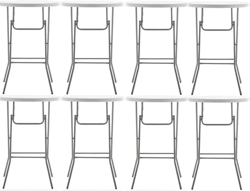 Miniatura 14 de BTExpert Mesa Plegable de Plástico de Granito Blanco Redonda de 32" Altura de Barra de 43" Mesa Comercial Portátil Mesa de Banquete Tarjeta Café