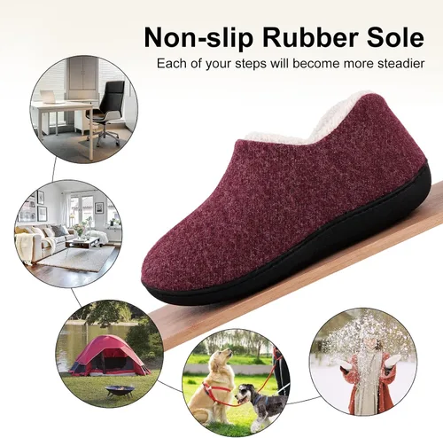 Miniatura 5 de Leisurely Pace Pantuflas de invierno de espuma viscoelástica para mujer espalda cerrada forro polar pantuflas para interiores y exteriores