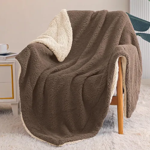 Miniatura 14 de Exclusivo Mezcla Manta Sherpa Reversible de Tamaño Individual, Mantas de Forro Polar Gruesas y Cálidas para Invierno, Felpa Suave y Esponjosa