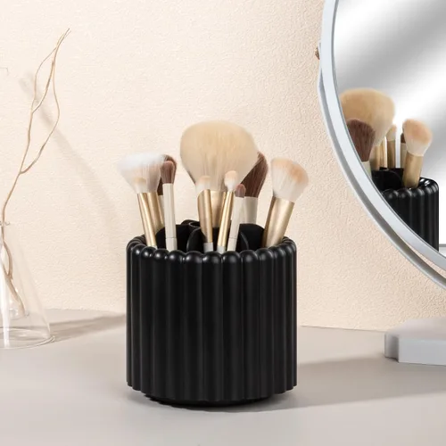 Miniatura 2 de Anyoifax Organizador de brochas de maquillaje giratorio en 360 grados con 7 ranuras, organizador de brochas de maquillaje extraíble, soporte