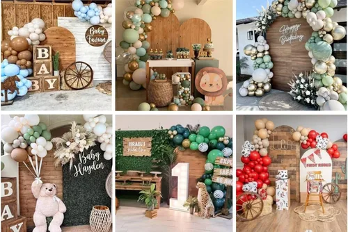 Miniatura 3 de Telón de fondo de pared de madera de 2.5 x 6 pies, cubiertas arqueadas, fondo elástico para decoración de fiestas, bodas, banquetes, despedidas