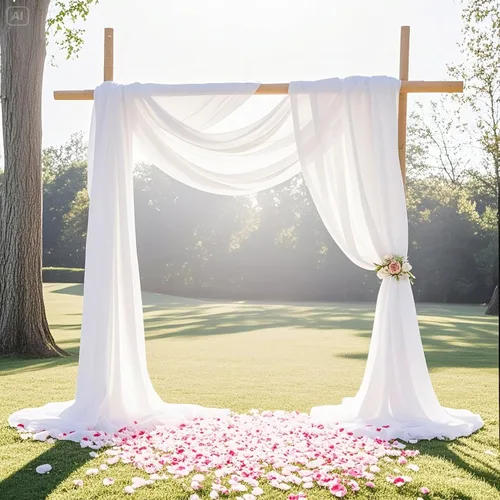 Tela drapeada para arco de boda, 6 paneles de tela de gasa blanca, cortinas de telón de fondo transparente de 6 yardas para decoración de baby Blanco